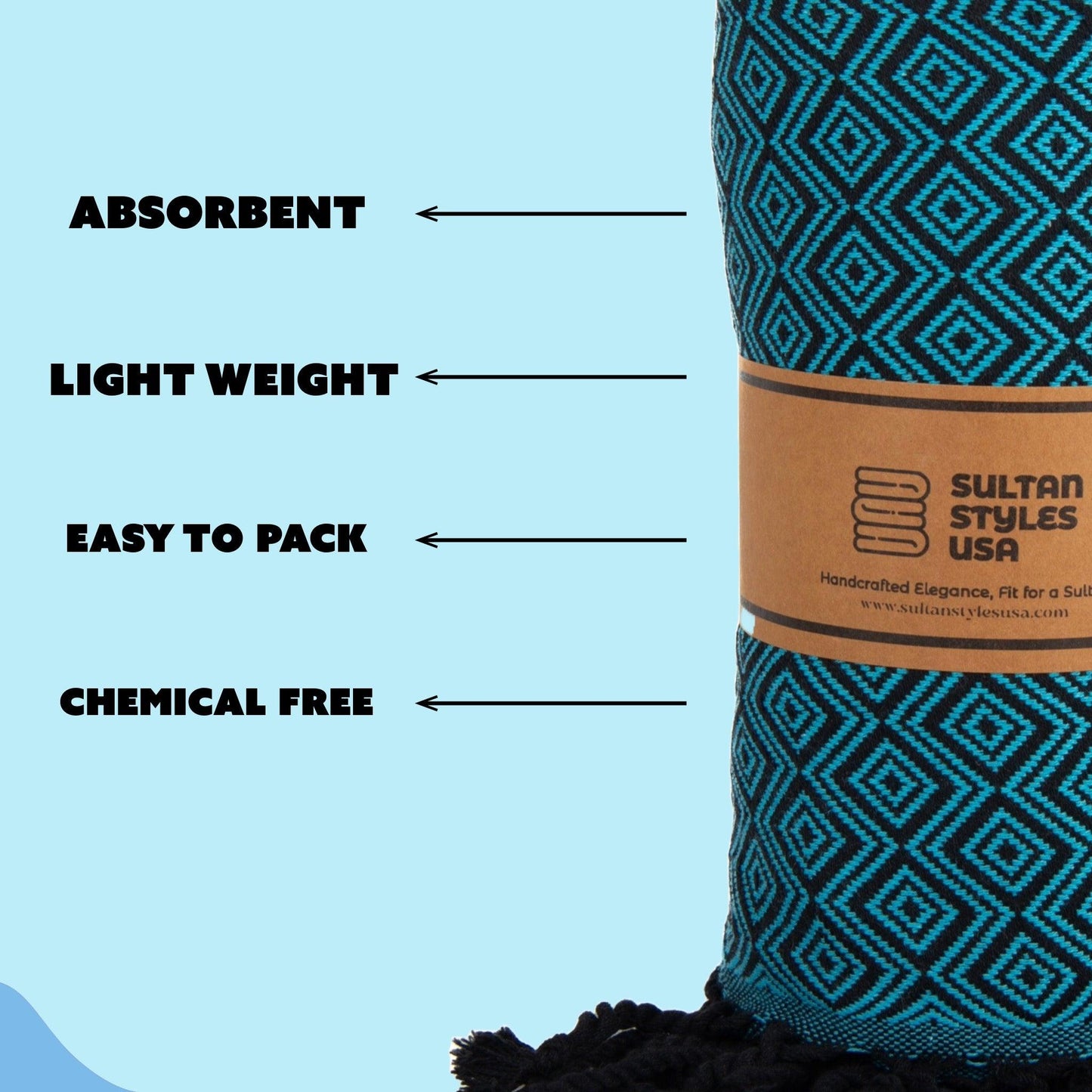 Turkish towel, lightweight, absorbent, eco-friendly, 100% cotton, sand-resistant OEKO-TEX Certified