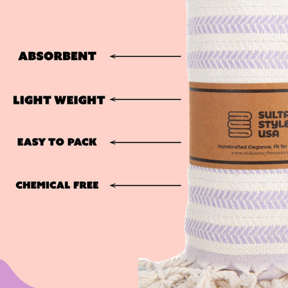 Turkish towel, lightweight, absorbent, eco-friendly, 100% cotton, sand-resistant